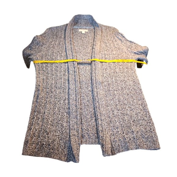 Kim Rogers Blue with White Open Front  Cable Knit Relaxed Fit Cardigan. Size Lar - Picture 3 of 13